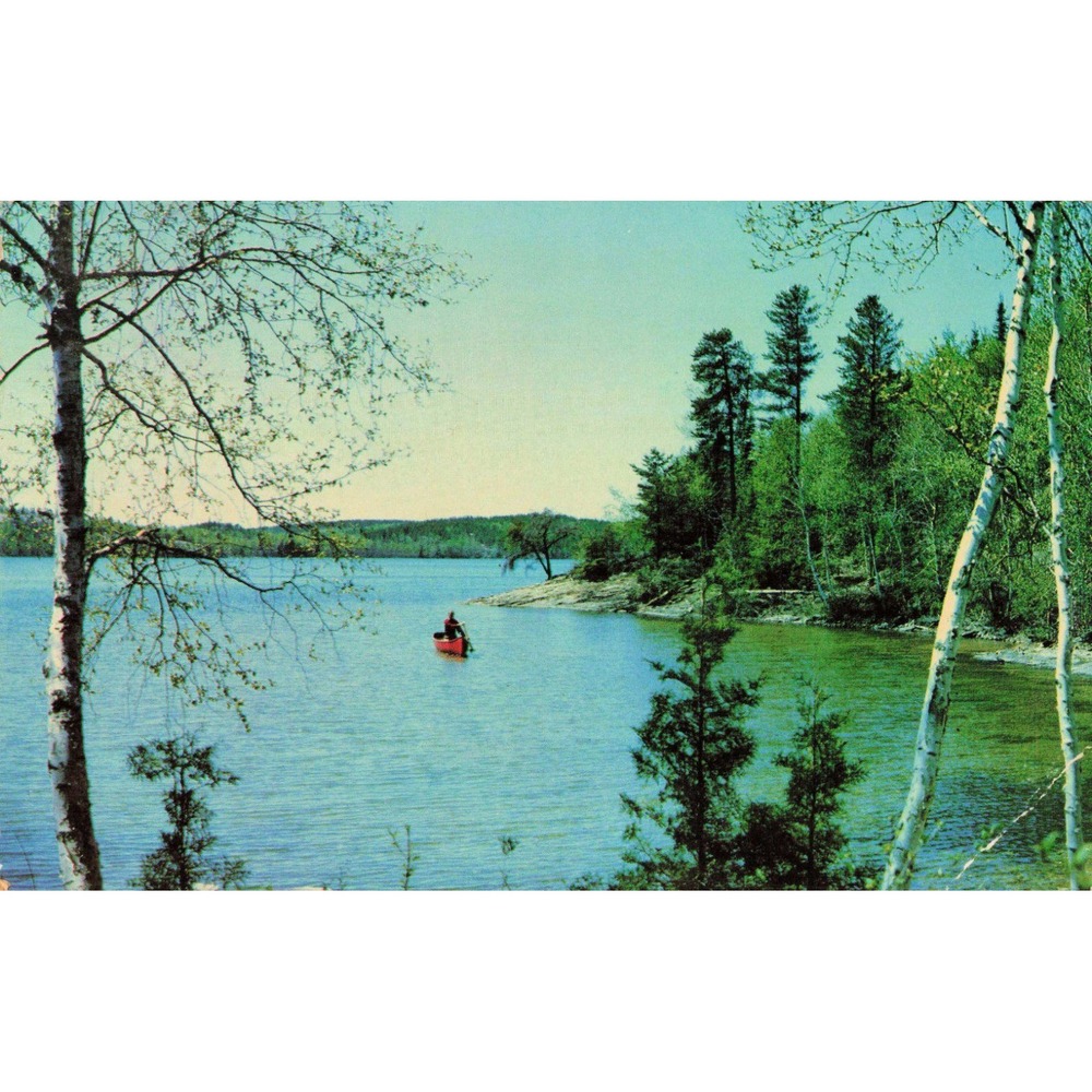 Vtg Dorset Lake of Bays Ontario Postcard Red Canoe 1967 Alex Wilson Pub 3251R - Picture 1 of 2